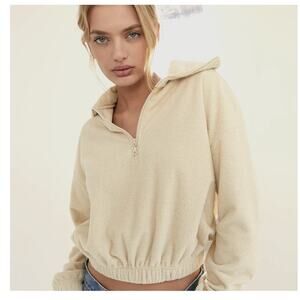 Urban Outfitters Track Meet 1/4‎ Zip Pullover S Cream